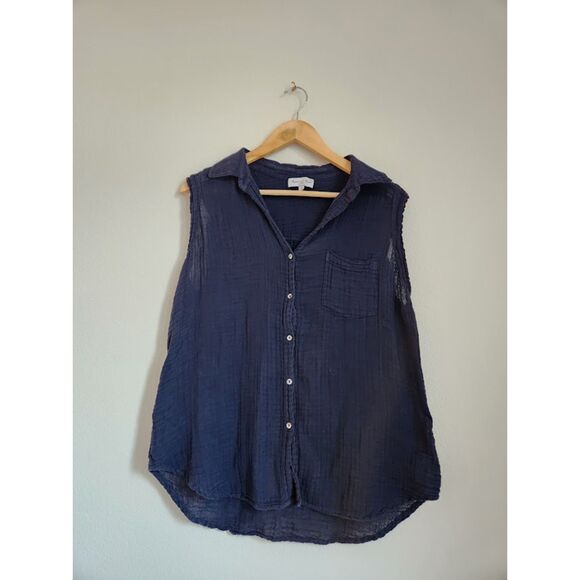 Michael Stars Monique Button Down Cotton Tank Top | Size M - Picture 2 of 8